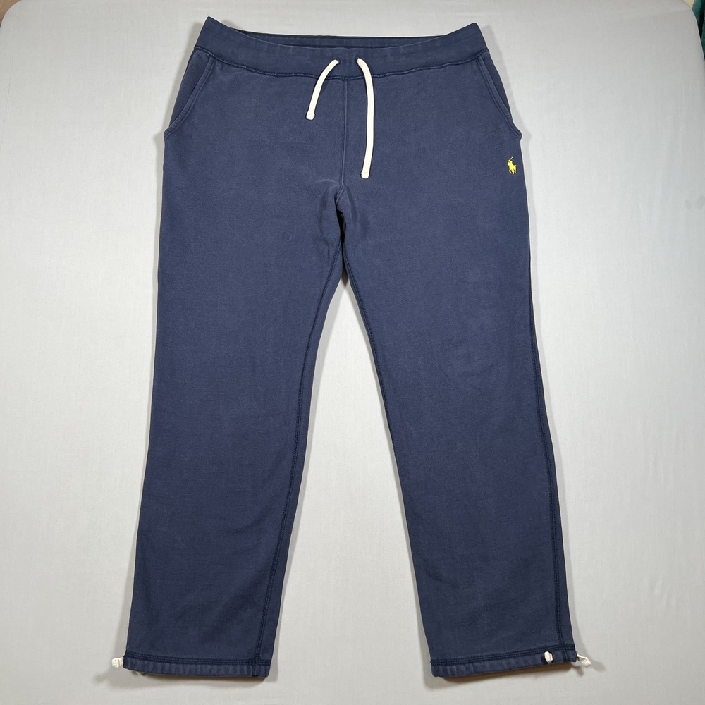 Polo Ralph Lauren Men's XXL Fleece Sweatpants Navy Blue Drawstring Activewear